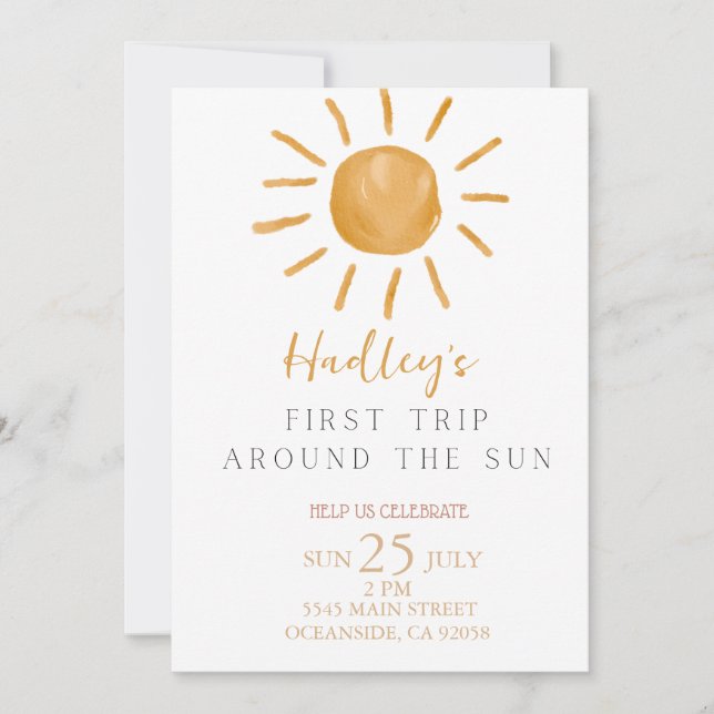 first trip around the sun Birthday Invitation (Front)