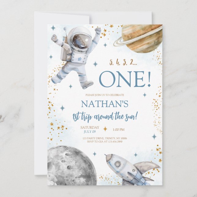 First Trip Around the Sun Birthday Invitation (Front)