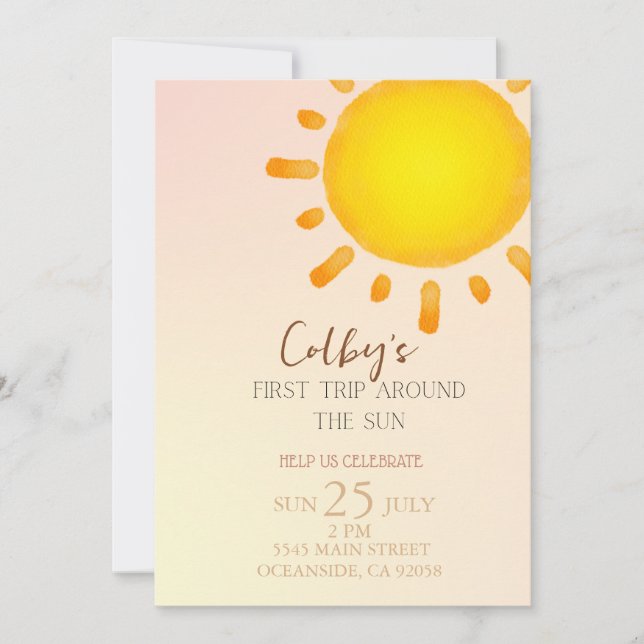 first trip around the sun Birthday Invitation (Front)