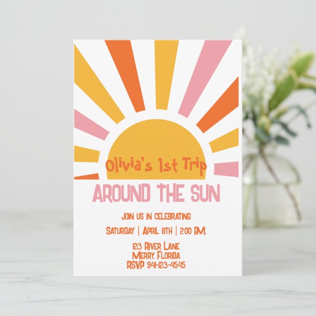 First Trip around the Sun birthday Invitation (Standing Front)
