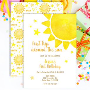 First Trip Around the Sun Birthday Invitation – Wa