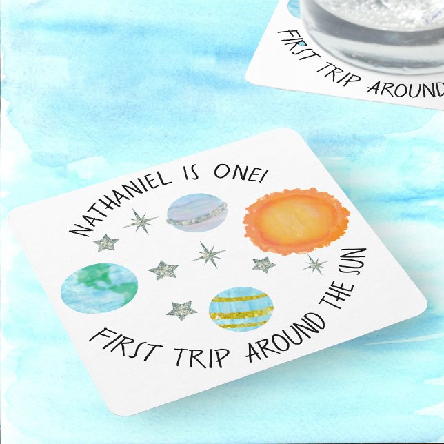 First Trip Around The Sun Birthday Paper Coaster (Creator Uploaded)