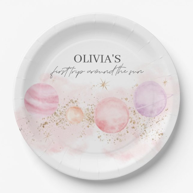 First Trip Around The Sun Birthday Paper Plates (Front)