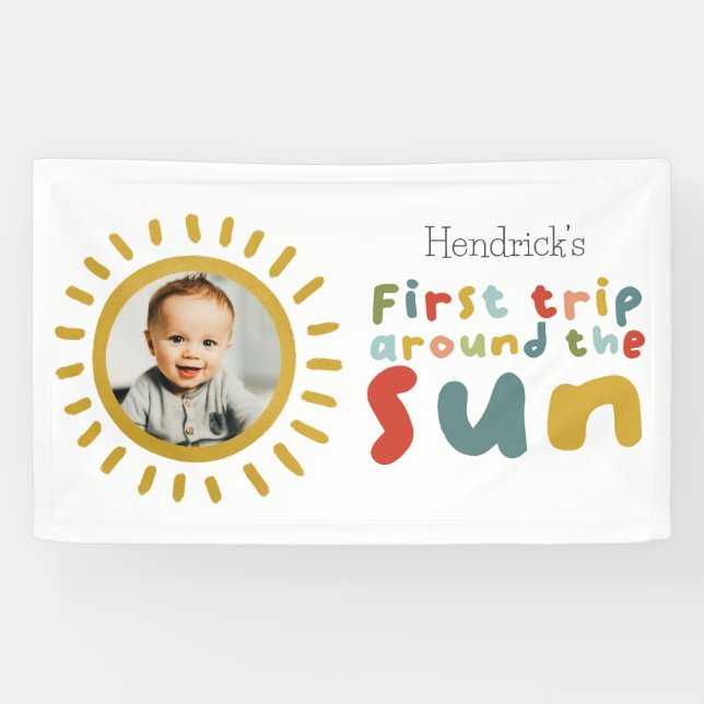 First Trip Around The Sun Birthday Photo Sign (Horizontal)