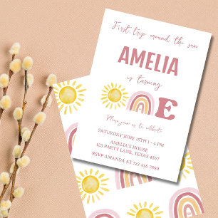 First Trip Around the Sun Boho 1st Birthday Invitation