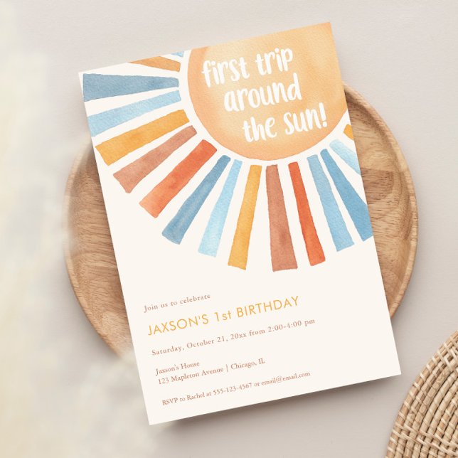 First trip around the Sun Boho 1st birthday party Invitation (Creator Uploaded)