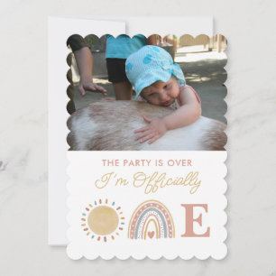 First Trip Around the Sun Boho 1st Birthday Photo Thank You Card