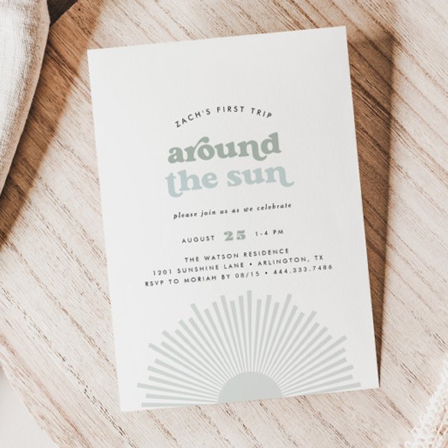 First Trip Around the Sun Boho Boys 1st Birthday Invitation (Creator Uploaded)