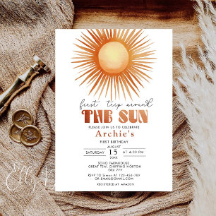 First Trip Around The Sun Boho Invitation