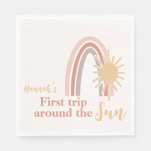 First Trip Around The Sun Boho Rainbow  Napkin