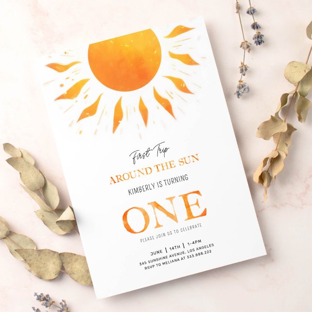 First Trip Around the Sun Boho Sun 1st Birthday Invitation (Creator Uploaded)
