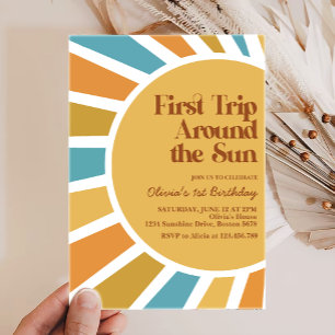 First Trip Around The Sun Boho Sunshine Birthday Invitation