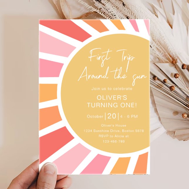 First Trip Around The Sun - Boho Sunshine Birthday Invitation (Creator Uploaded)