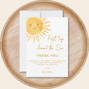 First Trip Around The Sun Boy's 1st Birthday Thank You Card