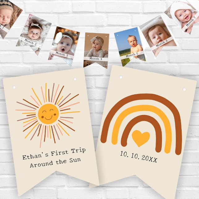 First Trip Around The Sun Custom 1st Birthday Boho Bunting (Creator Uploaded)