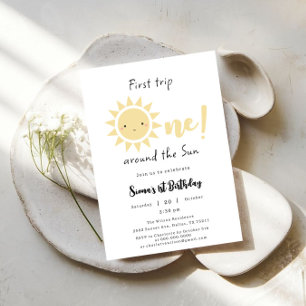 First Trip Around The Sun Cute 1st Birthday Invitation