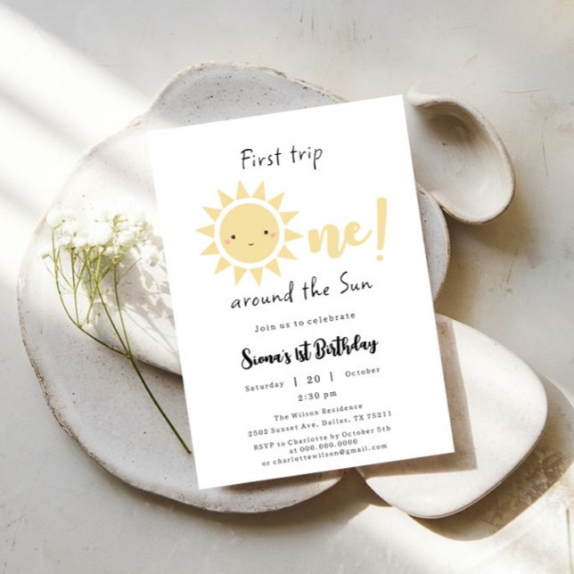 First Trip Around The Sun Cute 1st Birthday Invitation (Creator Uploaded)