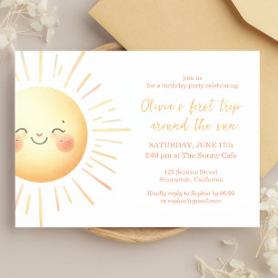 First Trip Around the Sun Cute 1st Birthday Party Invitation