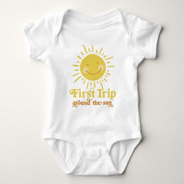First Trip Around The Sun First Birthday Baby Body Baby Bodysuit (Front)