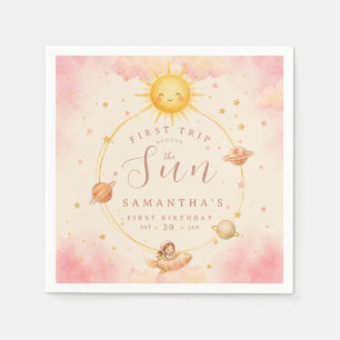 First Trip Around the Sun First Birthday Girl Napkin