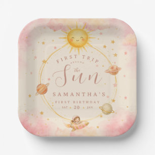 First Trip Around the Sun First Birthday Girl Paper Plate