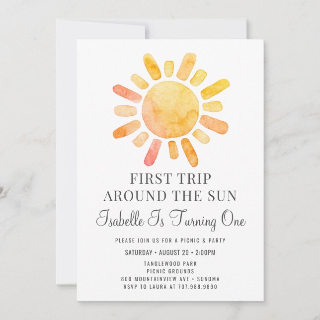 First Trip Around The Sun First Birthday Invitation (Front)