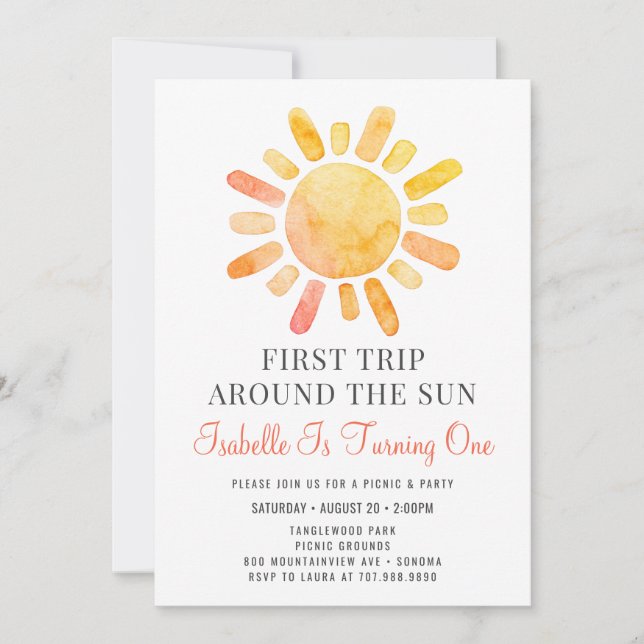 First Trip Around The Sun First Birthday  Invitation (Front)
