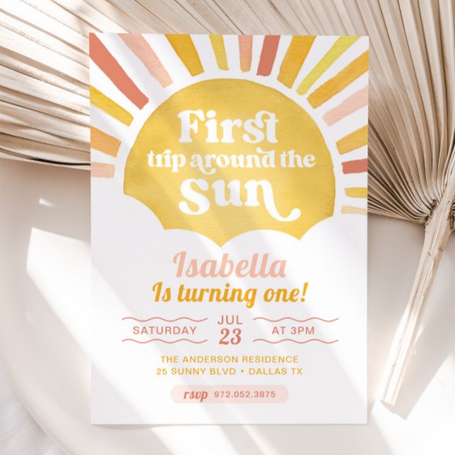 First Trip Around The Sun First Birthday Invitation (Creator Uploaded)