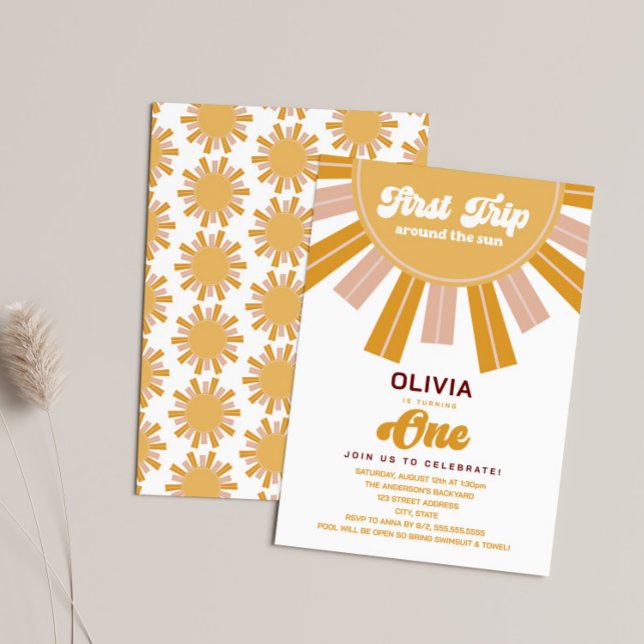 First Trip Around the Sun First Birthday Invitation (Creator Uploaded)