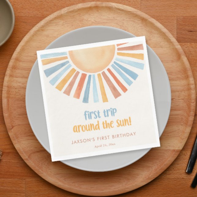 First trip around the sun first birthday party napkin (Creator Uploaded)