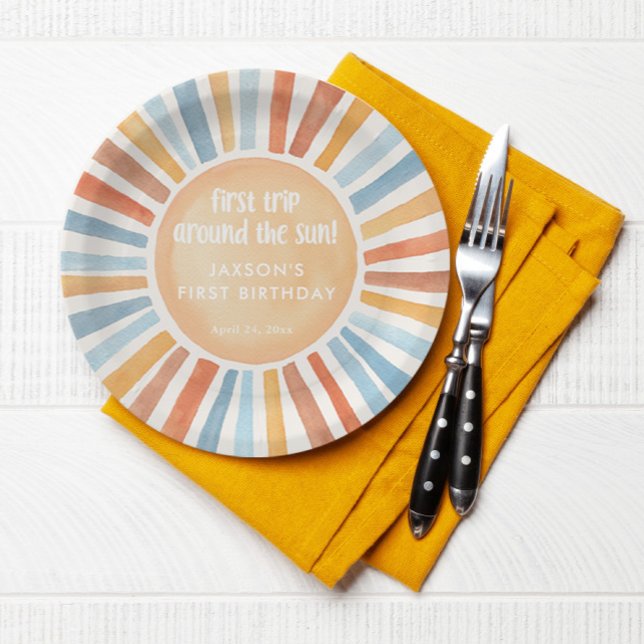 First trip around the sun first birthday party paper plate (Creator Uploaded)