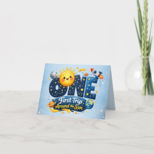 First Trip Around the Sun First Birthday Thank You Card