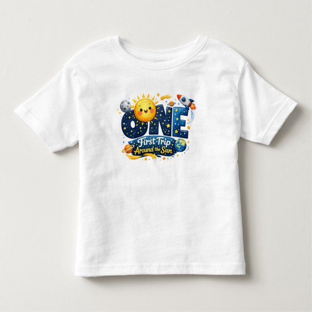 First Trip Around the Sun First Birthday Toddler T-Shirt (Front)