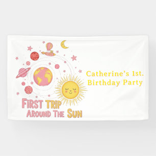 First Trip Around The Sun Girl 1st. Birthday Party Banner