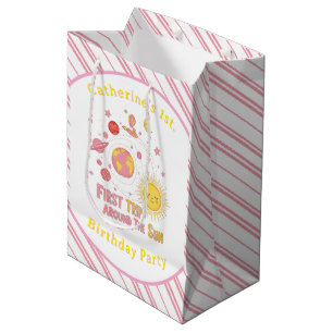 First Trip Around The Sun Girl 1st. Birthday Party Medium Gift Bag
