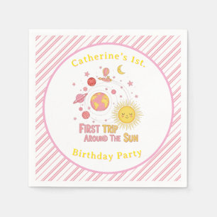 First Trip Around The Sun Girl 1st. Birthday Party Napkin