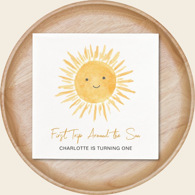 First Trip Around The Sun Girl 1st Birthday Party Napkin (Creator Uploaded)