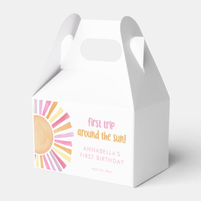 First trip around the sun girls 1st birthday favour box (Front Side)