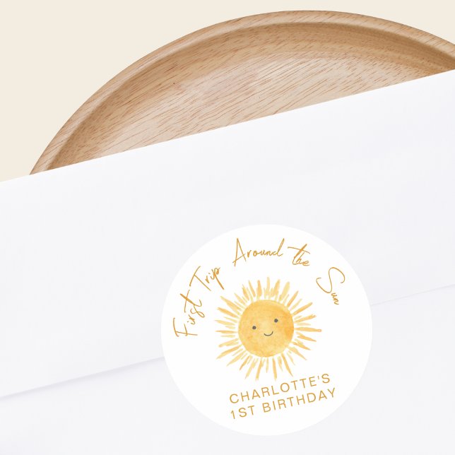 First Trip Around The Sun Girl's Birthday Classic Round Sticker (Creator Uploaded)