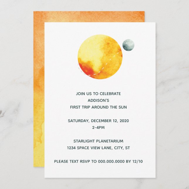 First trip around the sun invitation (Front/Back)