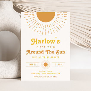 First Trip Around The Sun Invitation Boho