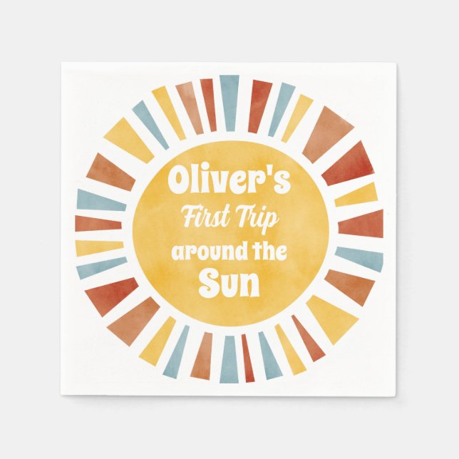 First Trip Around The Sun Invitation Napkin (Front)