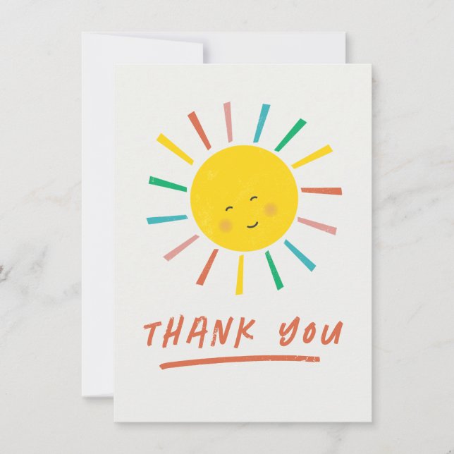 First Trip Around the Sun Kids Birthday  Thank You Card (Front)