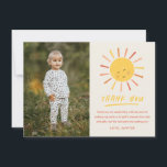 First Trip Around the Sun Kids Photo Birthday Thank You Card<br><div class="desc">A First Trip Around the Sun Kids Photo Birthday Thank You Card with cute sun and modern design. Click the edit button to customise this design with your details.</div>