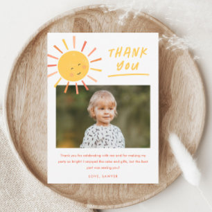First Trip Around the Sun Kids Photo Birthday Thank You Card