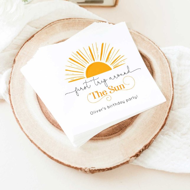 First trip around the sun minimal birthday napkin (Creator Uploaded)