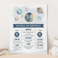 First Trip Around the Sun Navy Boy Birthday Stats