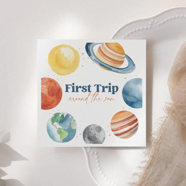 First Trip Around the Sun Outer Space Birthday Napkin (Creator Uploaded)