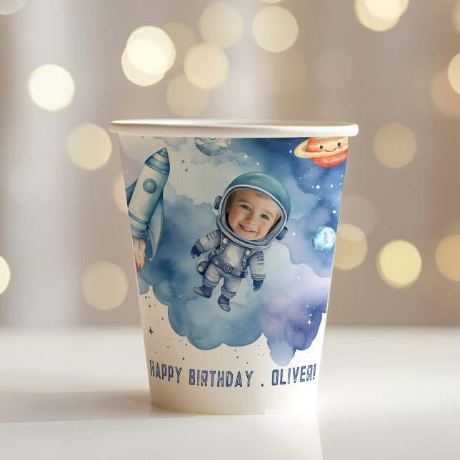 First trip around the sun Outer space birthday Paper Cups (Creator Uploaded)