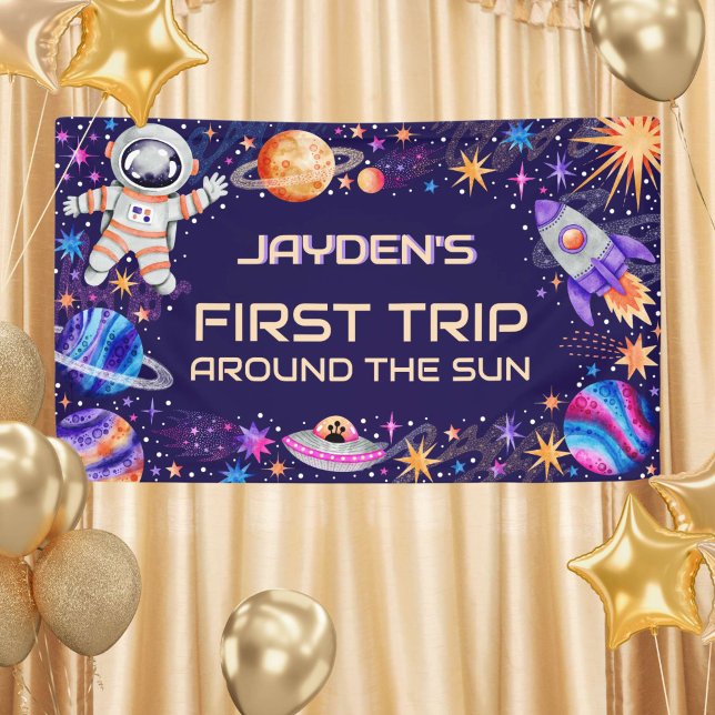 First Trip Around the Sun Outer Space Galaxy Banner (First Trip Around the Sun Outer Space Galaxy Banner)